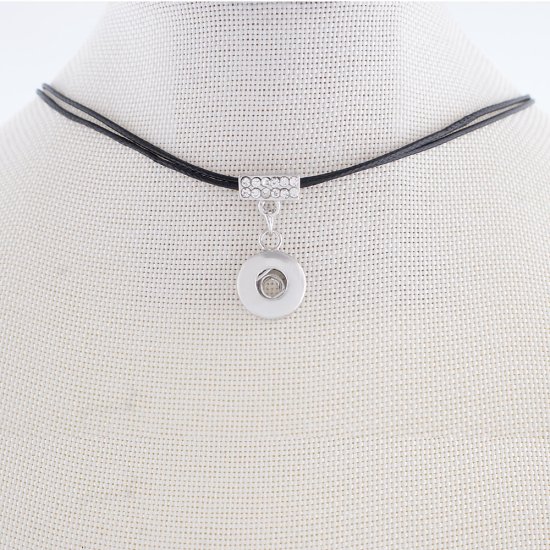 (image for) Mini Snap Jewelry Choker Necklace - Rhinestone Drop - Click Image to Close