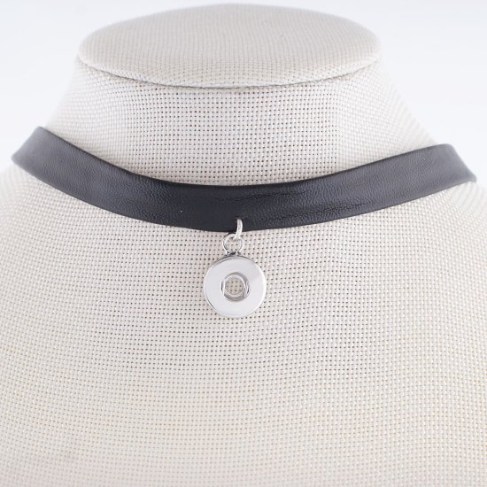 (image for) Mini Snap Jewelry Choker Necklace - Soft Leather Drop - Click Image to Close