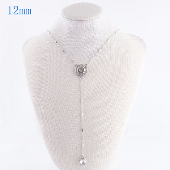 (image for) Mini Snap 12mm - Lariat Necklace Drop - Clear Bezel 18"+3" - Click Image to Close