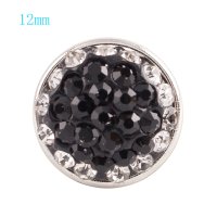 (image for) Mini Snap Jewelry Black & Clear Rhinestone Stud fits 12mm Petite Ginger Charm