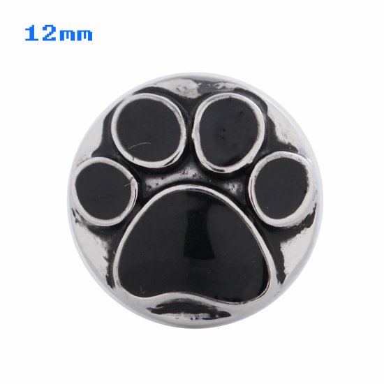 (image for) Mini Snap 12mm - Enamel Paw Print - Click Image to Close