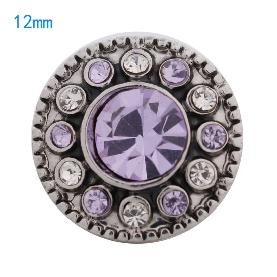 (image for) Mini Snap 12mm - Rhinestone Lavender & Clear - Click Image to Close