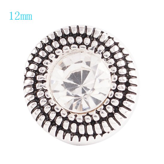 (image for) Mini Snap 12mm - Rhinestone Raised Dot Antique Clear - Click Image to Close