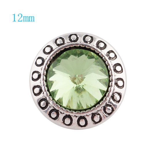 (image for) Mini Snap 12mm - Rhinestone Dots Lime Green - Click Image to Close