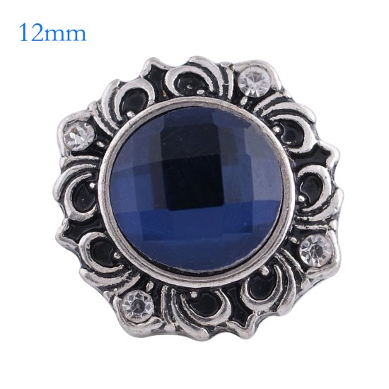 (image for) Mini Snap 12mm - Rhinestone Designer Faceted Blue - Click Image to Close