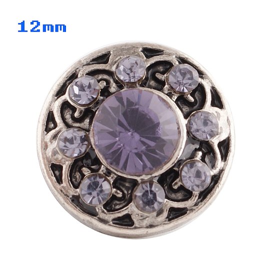 (image for) Mini Snap 12mm - Rhinestone Designer Lavender Purple - Click Image to Close