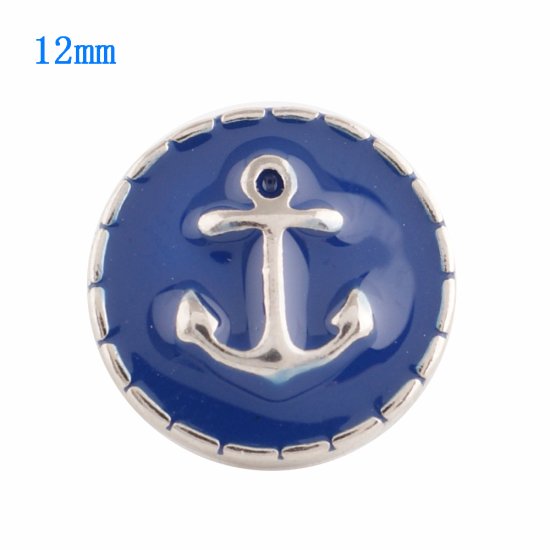 (image for) Mini Snap 12mm - Enamel Anchor Blue - Click Image to Close