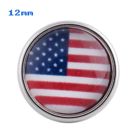 (image for) Mini Snap 12mm - Glass American Flag - Click Image to Close