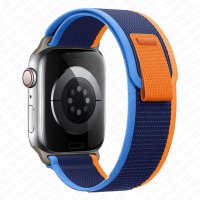 (image for) Dark Blue, Sky Blue, & Orange Apple Trail Nylon Elastic Bands 38mm 40mm 41mm