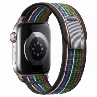 (image for) Black & Rainbow Apple Trail Nylon Elastic Bands 38mm 40mm 41mm