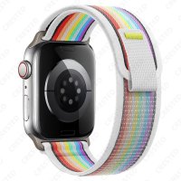 (image for) White & Rainbow Apple Trail Nylon Elastic Bands 42mm 44mm 45mm 49mm