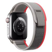 (image for) Gary, Light Gray, & Red Apple Trail Nylon Elastic Bands 38mm 40mm 41mm