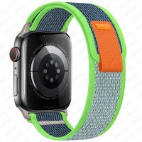 (image for) Light Blue & Green Apple Trail Nylon Elastic Bands 38mm 40mm 41mm