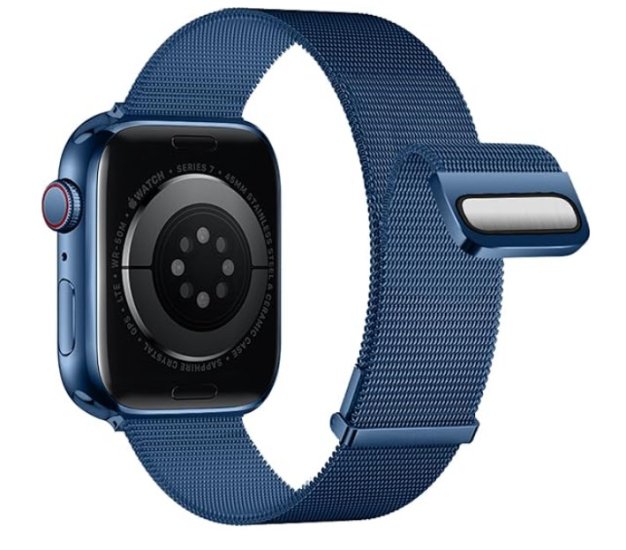 (image for) Blue Apple Magnetic Milanese Compatible with Apple Watch Bands 42mm 44mm 45mm 49mm - Click Image to Close