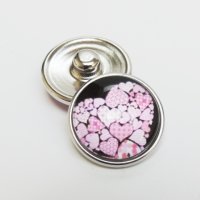 (image for) Snap Jewelry Glass - Heart w/ Multi Pink Hearts on Black