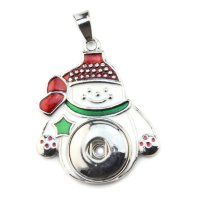 (image for) Snap jewelry Pendant - Snowman Christmas Enamel Colored