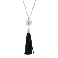 (image for) Snap Jewelry Tassel Black Suede 31.5" Chain Necklace