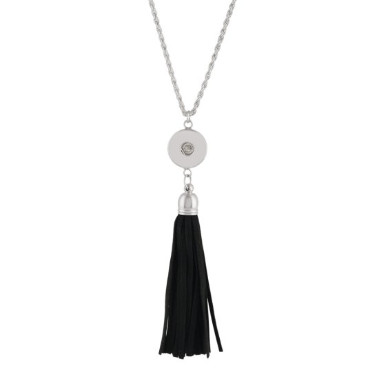 (image for) Snap Jewelry Tassel Black Suede 31.5" Chain Necklace - Click Image to Close