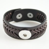 (image for) Snap Jewelry Bracelet Wide Leather - Braided Brown