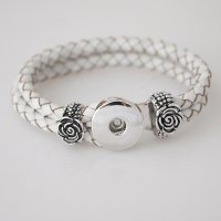 (image for) Snap Jewelry Bracelet Leather Hook & Loop Rose - White