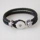 (image for) Snap Jewelry Bracelet Leather Hook & Loop Skull - Black