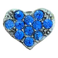 (image for) Mini Snap Jewelry Heart Blue Rhinestone fits 12mm Petite Ginger Style Charms