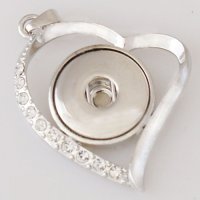 (image for) Snap Jewelry Pendant - Open Heart & Rhinestone