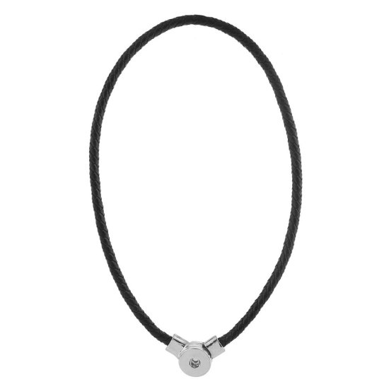 (image for) Snap Jewelry Magnetic Front Clasp Black Leather Necklace 18" - Click Image to Close