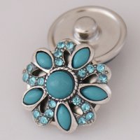 (image for) Snap Jewelry Stone - Flower & Rhinestone - Blue