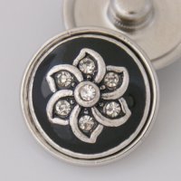 (image for) Snap Jewelry Rhinestone - Flower - Clear & Black