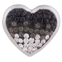 (image for) Snap Jewelry Crystal - Domed Heart Black & Clear