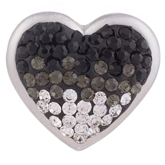 (image for) Snap Jewelry Crystal - Domed Heart Black & Clear - Click Image to Close