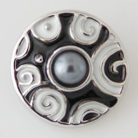 (image for) Snap Jewelry Pearl - Swirl Design - Grey, Black & White