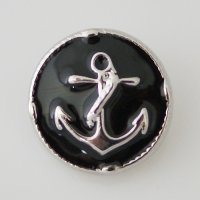 (image for) Snap Jewelry Enamel - Anchor Black & Silver