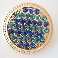 (image for) Snap Jewelry Rhinestone - Gold - Teal & Blue