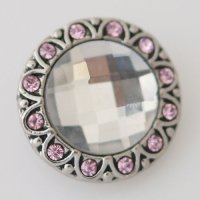 (image for) Snap Jewelry Rhinestone - Faceted Crystal Design- Clear & Pink