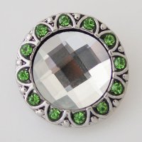 (image for) Snap Jewelry Rhinestone - Faceted Crystal Design - Clear & Lime