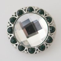 (image for) Snap Jewelry Rhinestone - Faceted Crystal Design - Clear & Green