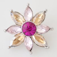 (image for) Snap Jewelry Rhinestone - Faceted Crystal Flower - Pink Center