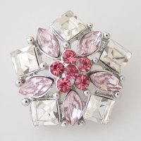 (image for) Snap Jewelry Rhinestone - Faceted Flower - Pink Cluster Squares