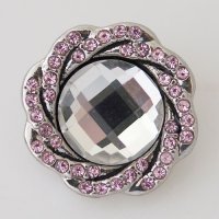 (image for) Snap Jewelry Rhinestone - Faceted Weaved Center - Pink