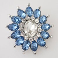 (image for) Snap Jewelry Rhinestone - Faceted Flower Petals - Blue