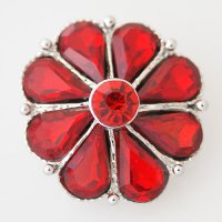 (image for) Snap Jewelry Rhinestone - Faceted Flower - Red