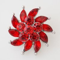 (image for) Snap Jewelry Rhinestone - Faceted Pinwheel - Red