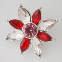 (image for) Snap Jewelry Rhinestone - Faceted Crystal Flower - Pink & Red