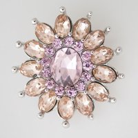 (image for) Snap Jewelry Rhinestone - Faceted Flower Petals - Peach & Pink