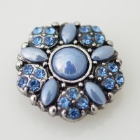 (image for) Snap Jewelry Stone - Flower & Rhinestone - Sky Blue