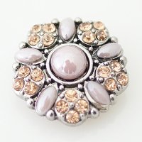 (image for) Snap Jewelry Stone - Flower & Rhinestone - Beige & Peach