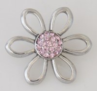 (image for) Snap Jewelry Rhinestone - Open Flower - Pink