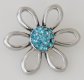 (image for) Snap Jewelry Rhinestone - Open Flower - Light Blue